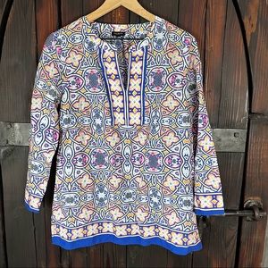 Talbots mosaic print tunic top M